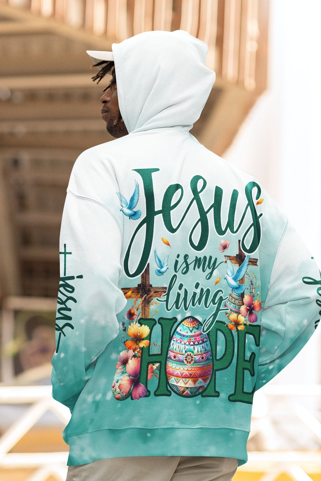 Jesus Is My Living Hope All Over Print Hoodie - Christ Color