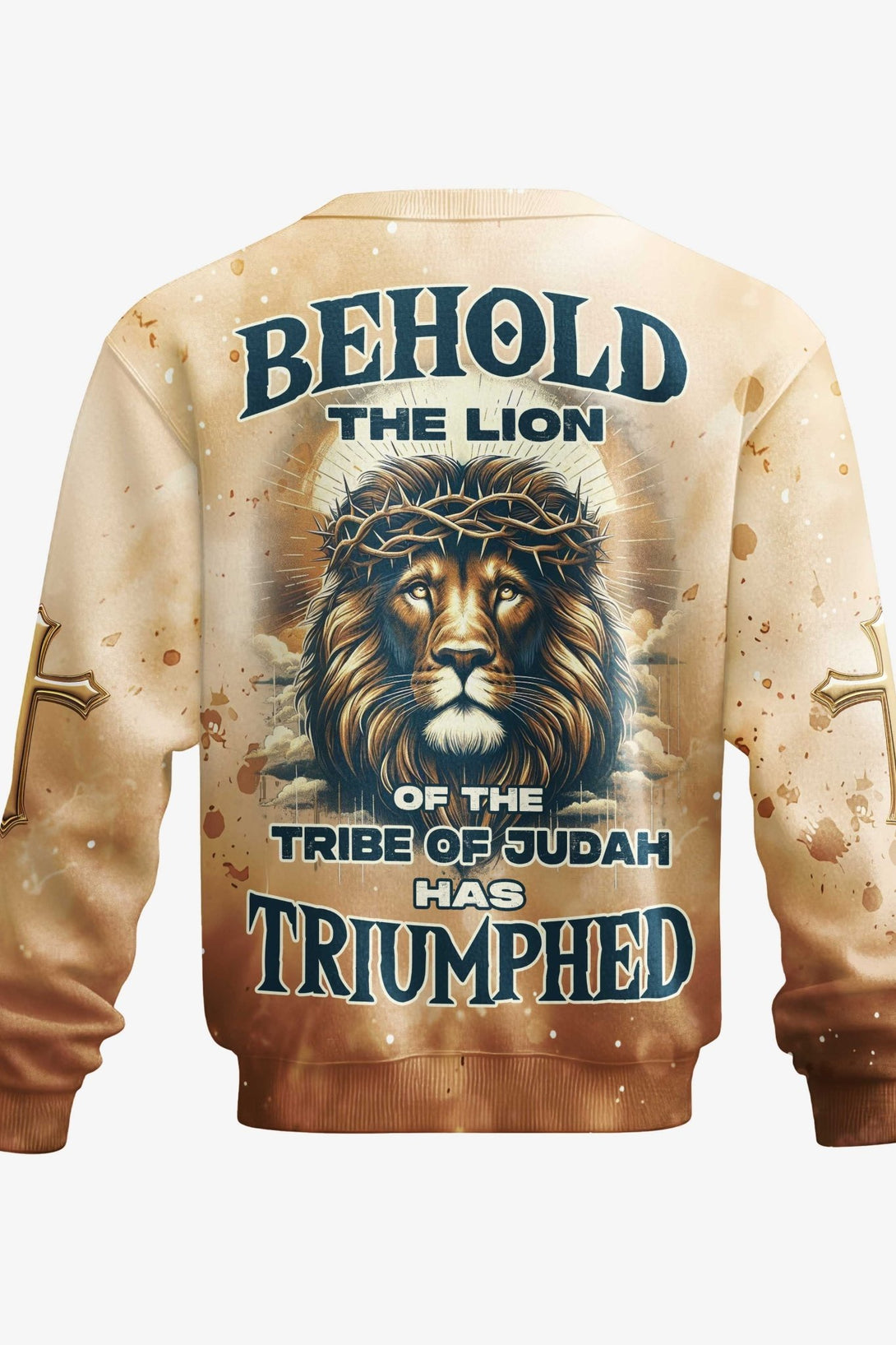 Behold The Lion Of The Tribe Of Judah Has Triumphed All Over Print Sweater - Christ Color