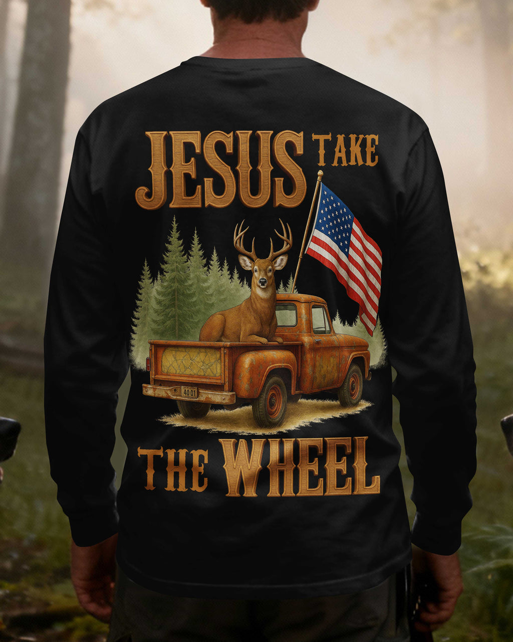 Jesus Take The Wheel All Over Print Long Sleeves T-Shirt