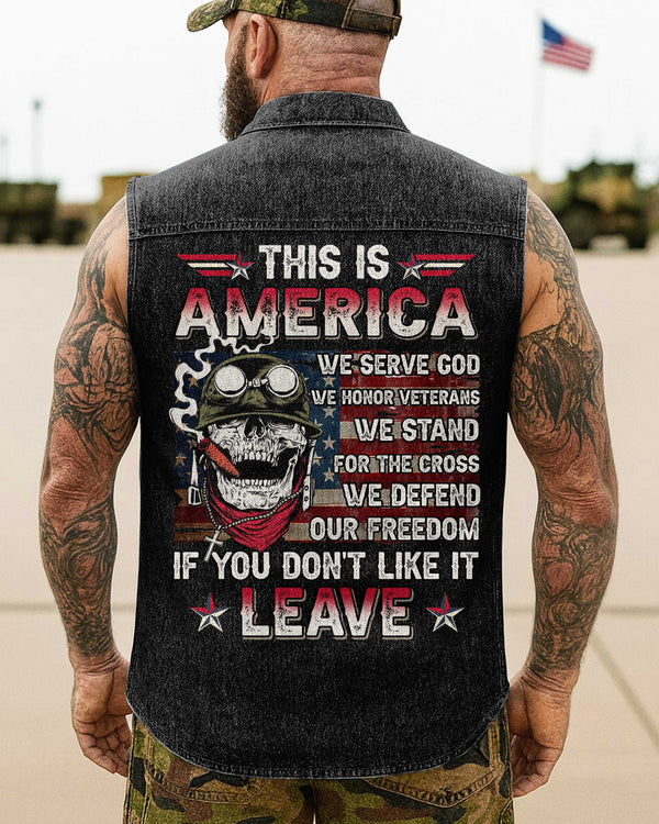 This Is America Sleevesless Denim Shirt