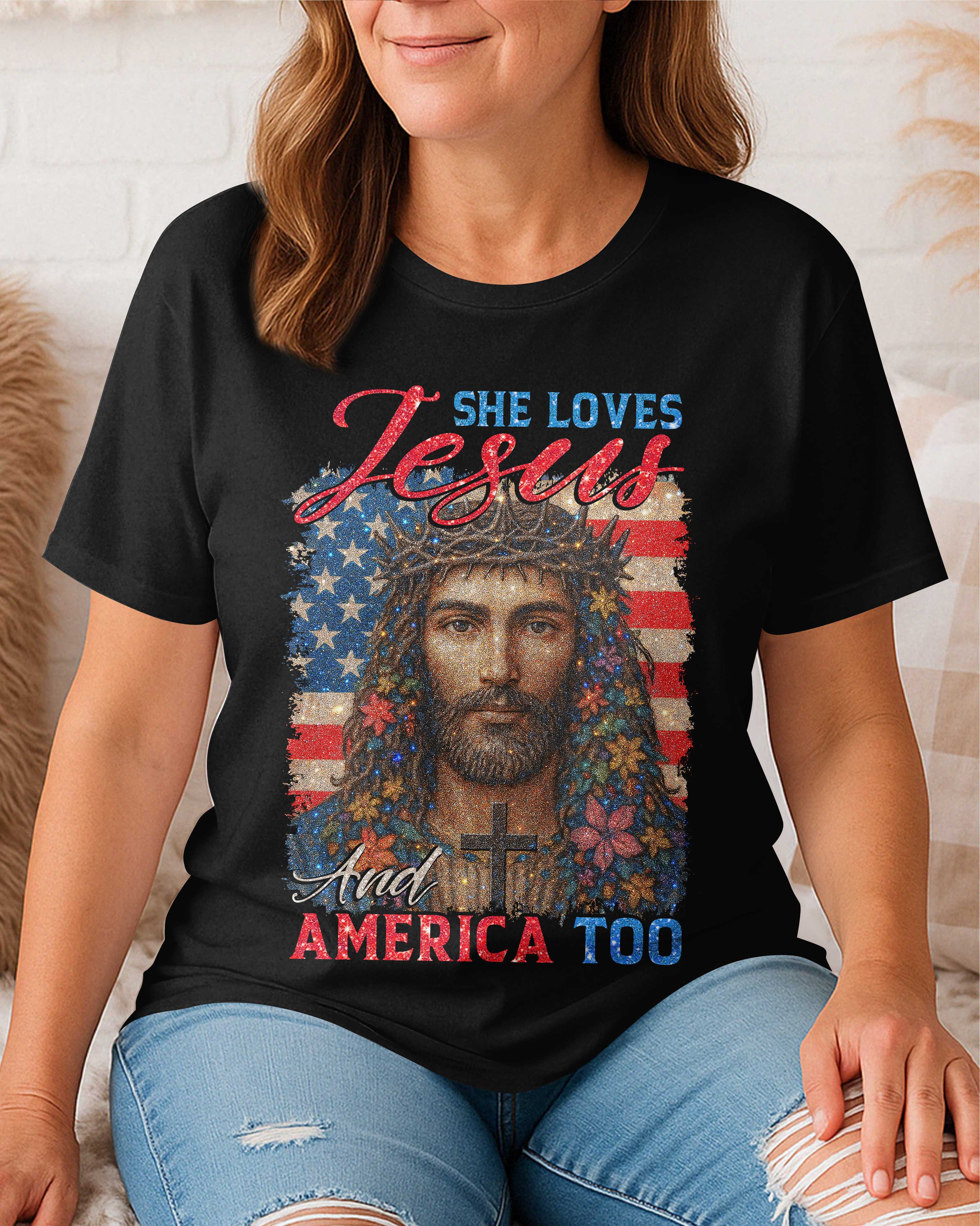 She Loves Jesus And America Too T-Shirt