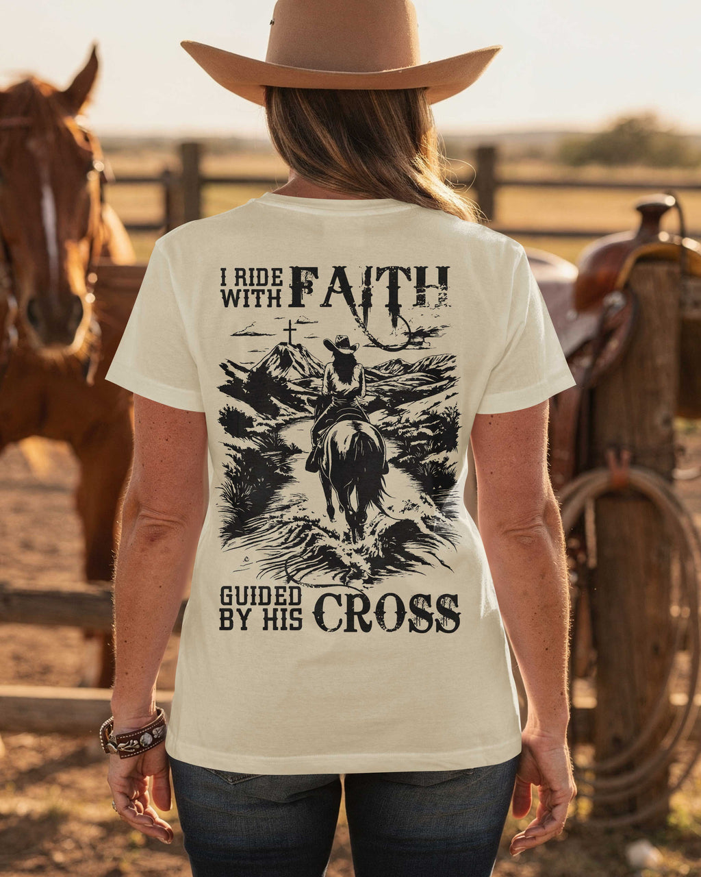 I Ride With Faith Guided By His Cross T-Shirt