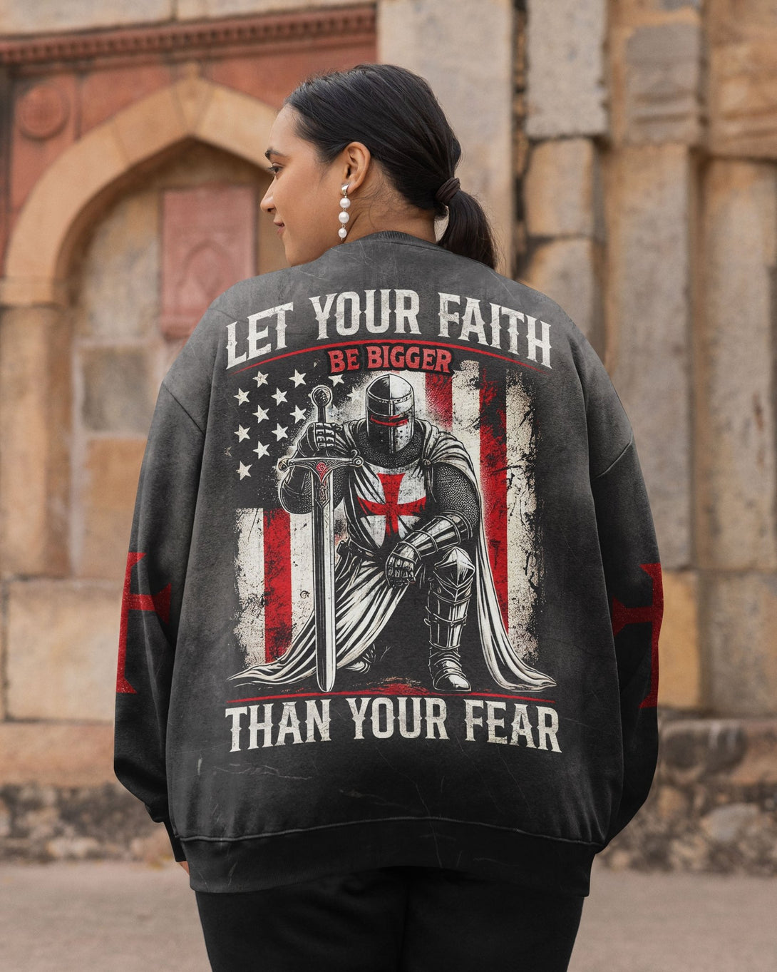 Let Your Faith Be Bigger Than Your Fear All Over Print Sweater - Christ Color