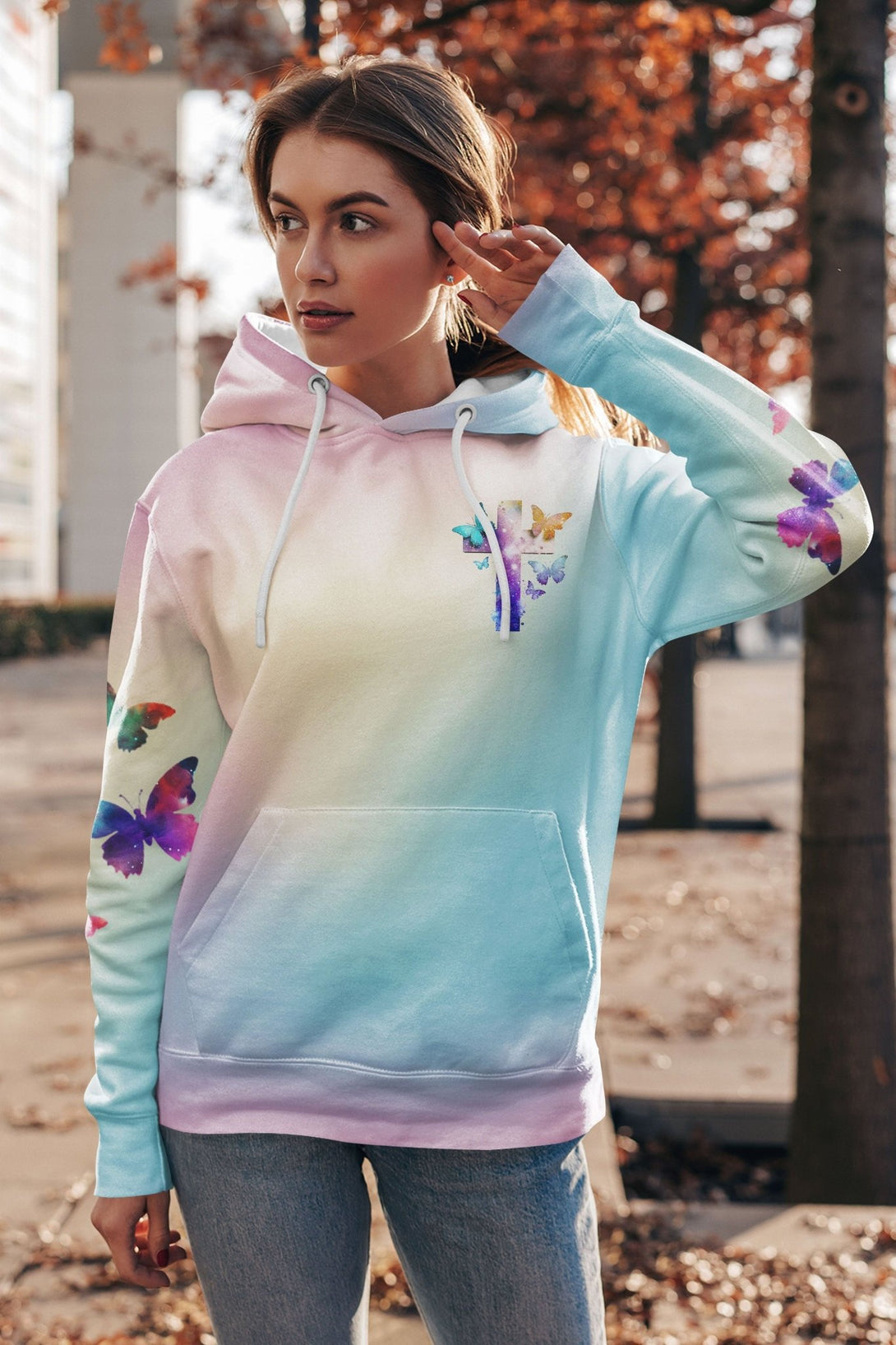 Butterfly Faith Hope Love All Over Print Hoodie - Christ Color