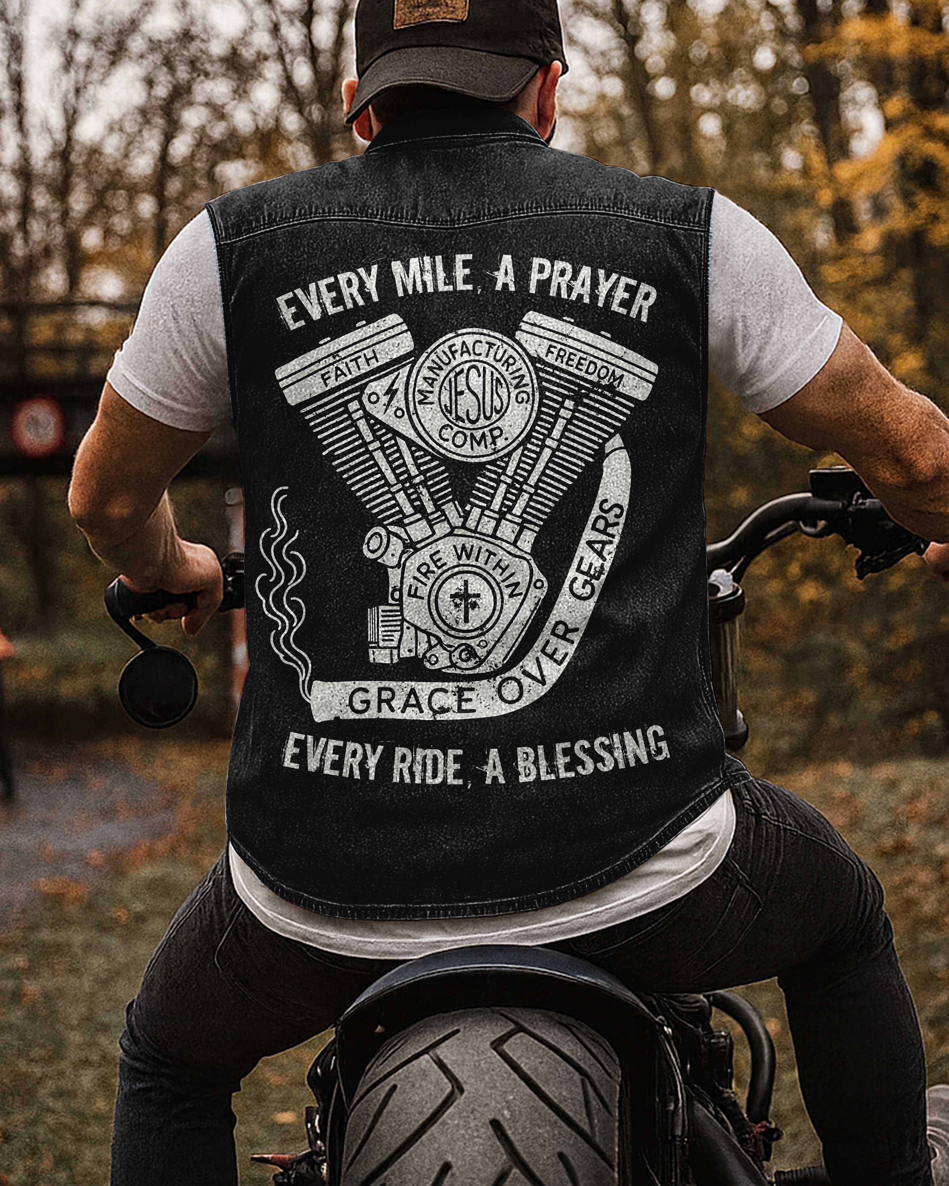 Every Mile A Prayer Sleevesless Denim T-Shirt