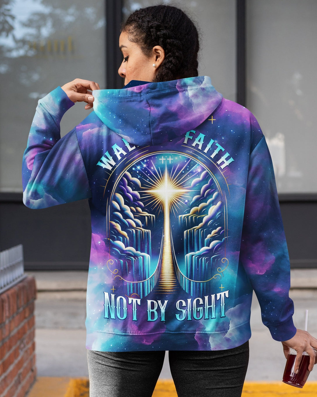 For We Walk By Faith Not By Sight All Over Print Zip Hoodie - Christ Color
