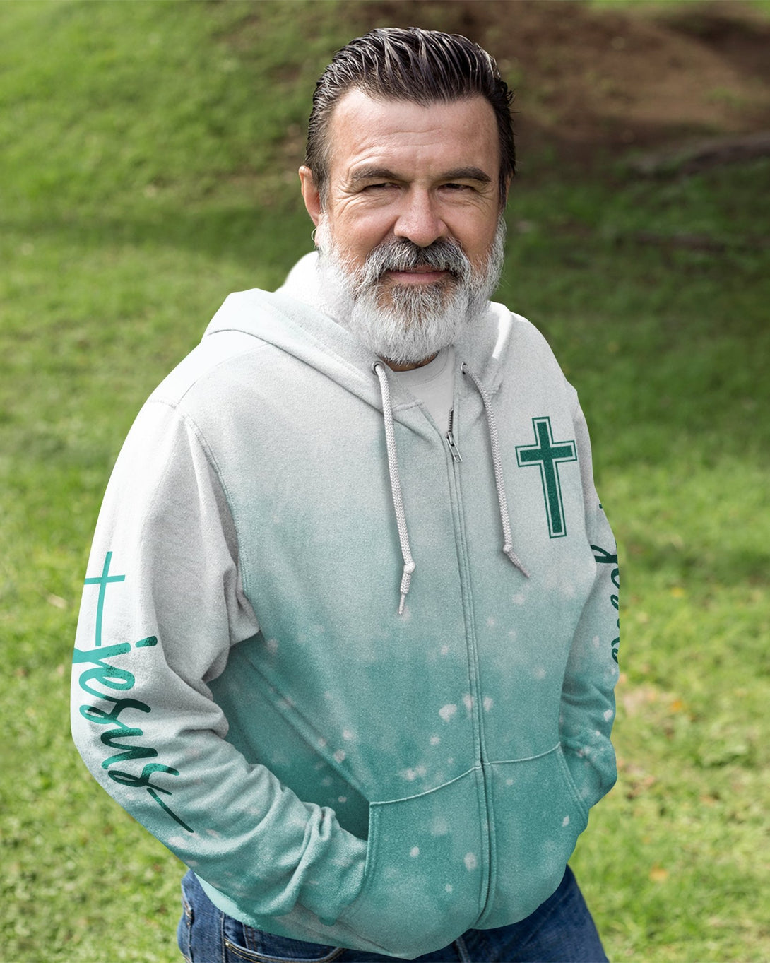 Jesus Is My Living Hope All Over Print Zip Hoodie - Christ Color