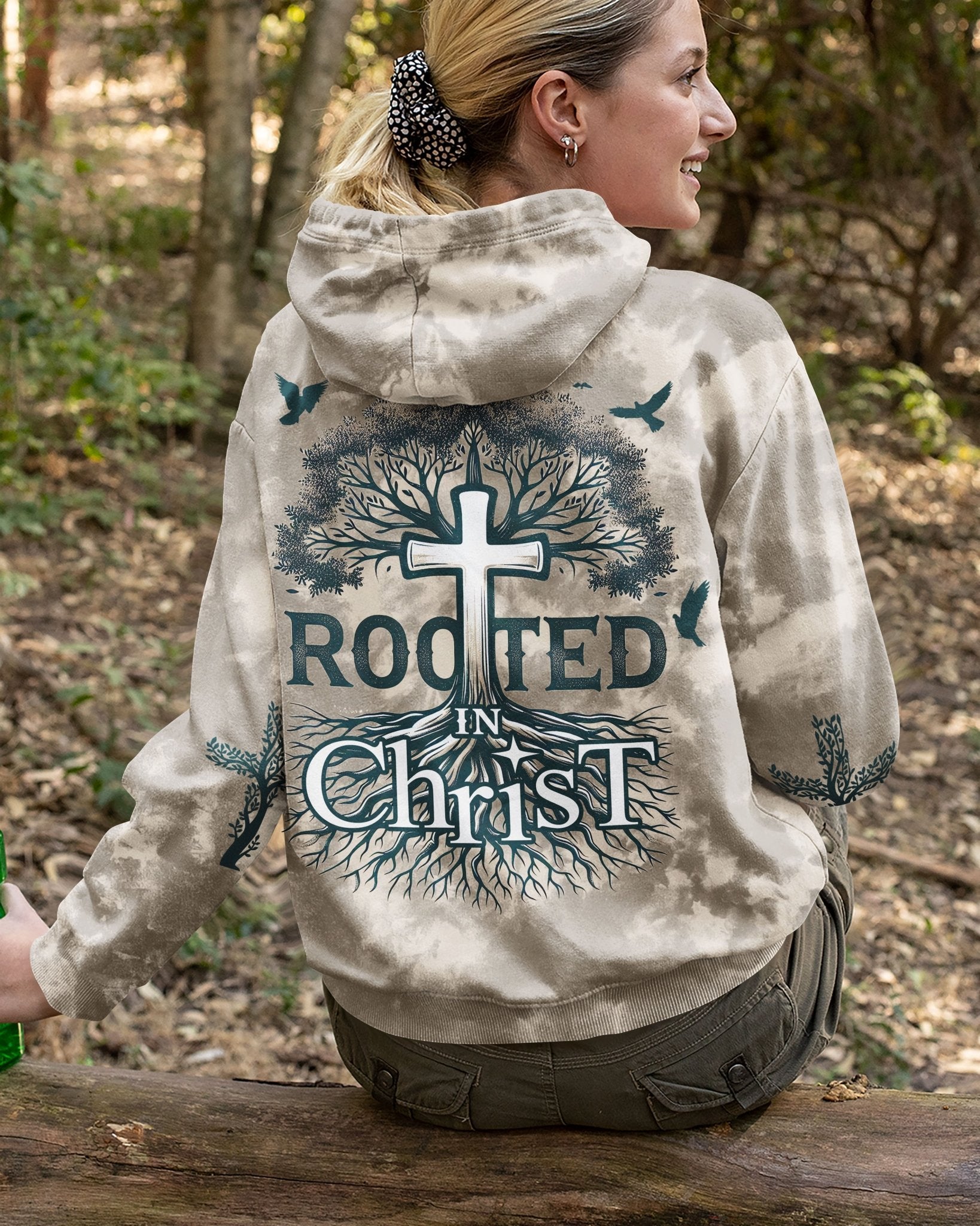 Rooted In Christ All Over Print Hoodie - Christ Color