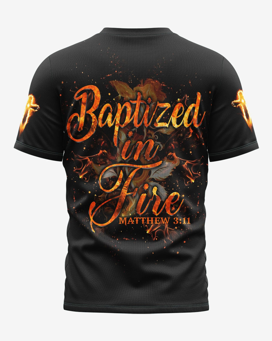 Baptized In Fire All Over Print T-shirt - Christ Color