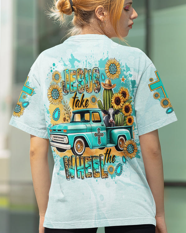 Jesus Take The Wheel All Over Print T-shirt - Christ Color