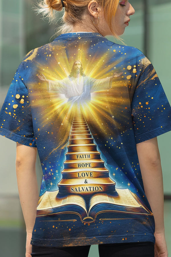 Faith Hope Love & Salvation All Over Print T-shirt - Christ Color