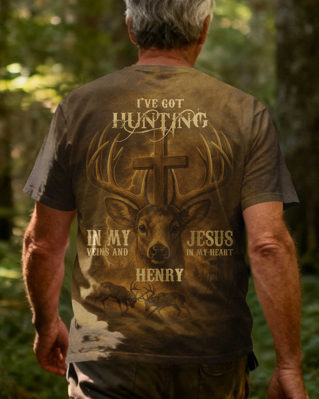 I've Got Hunting In My Veins And Jesus In My Heart Custom Name T-Shirt