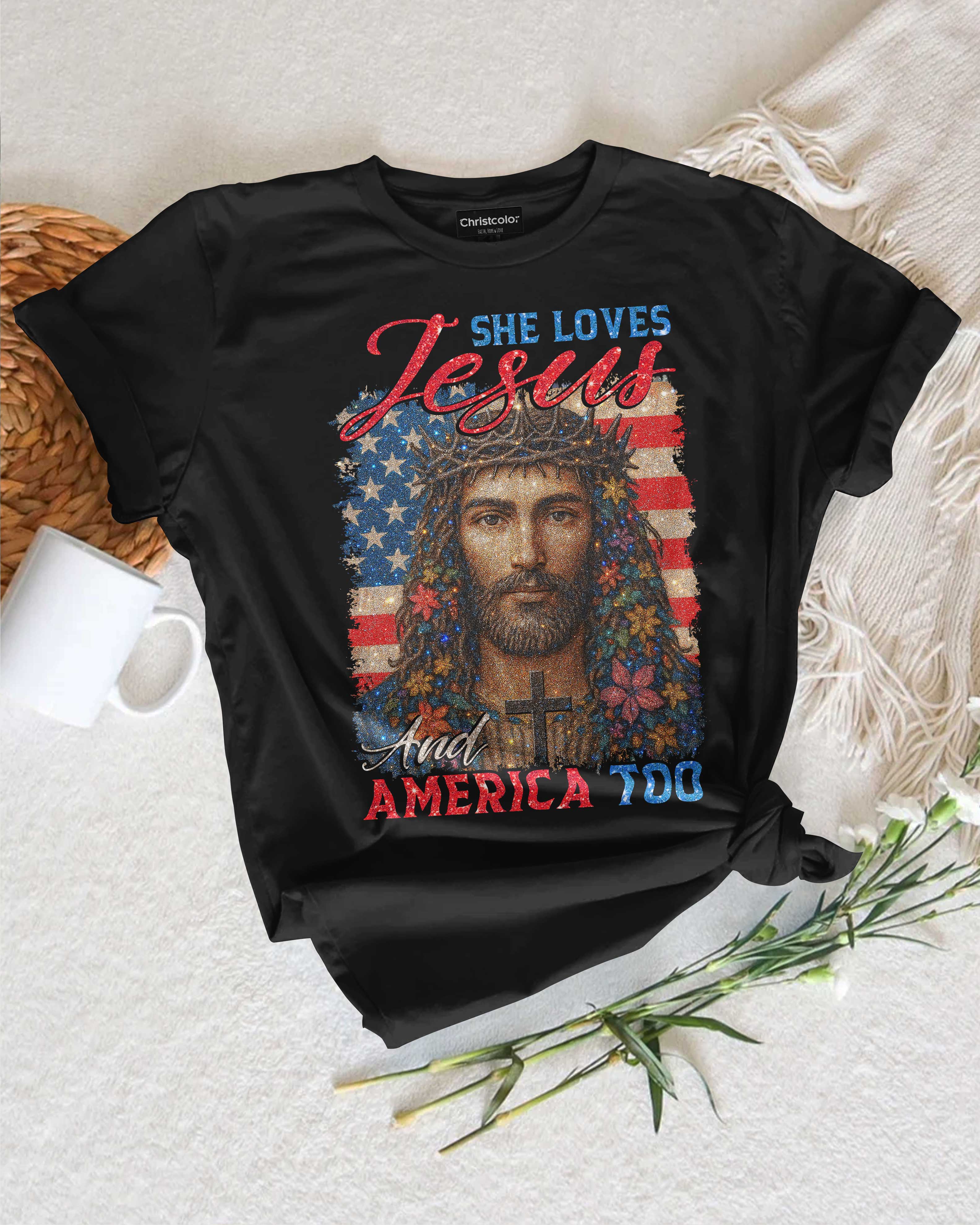 She Loves Jesus And America Too T-Shirt