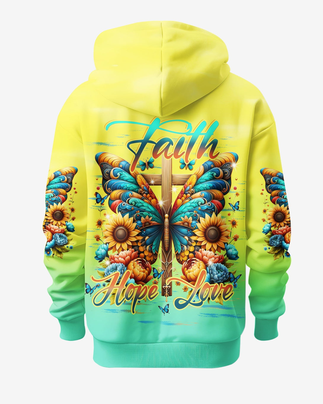 Faith Hope Love All Over Print Hoodie - Christ Color