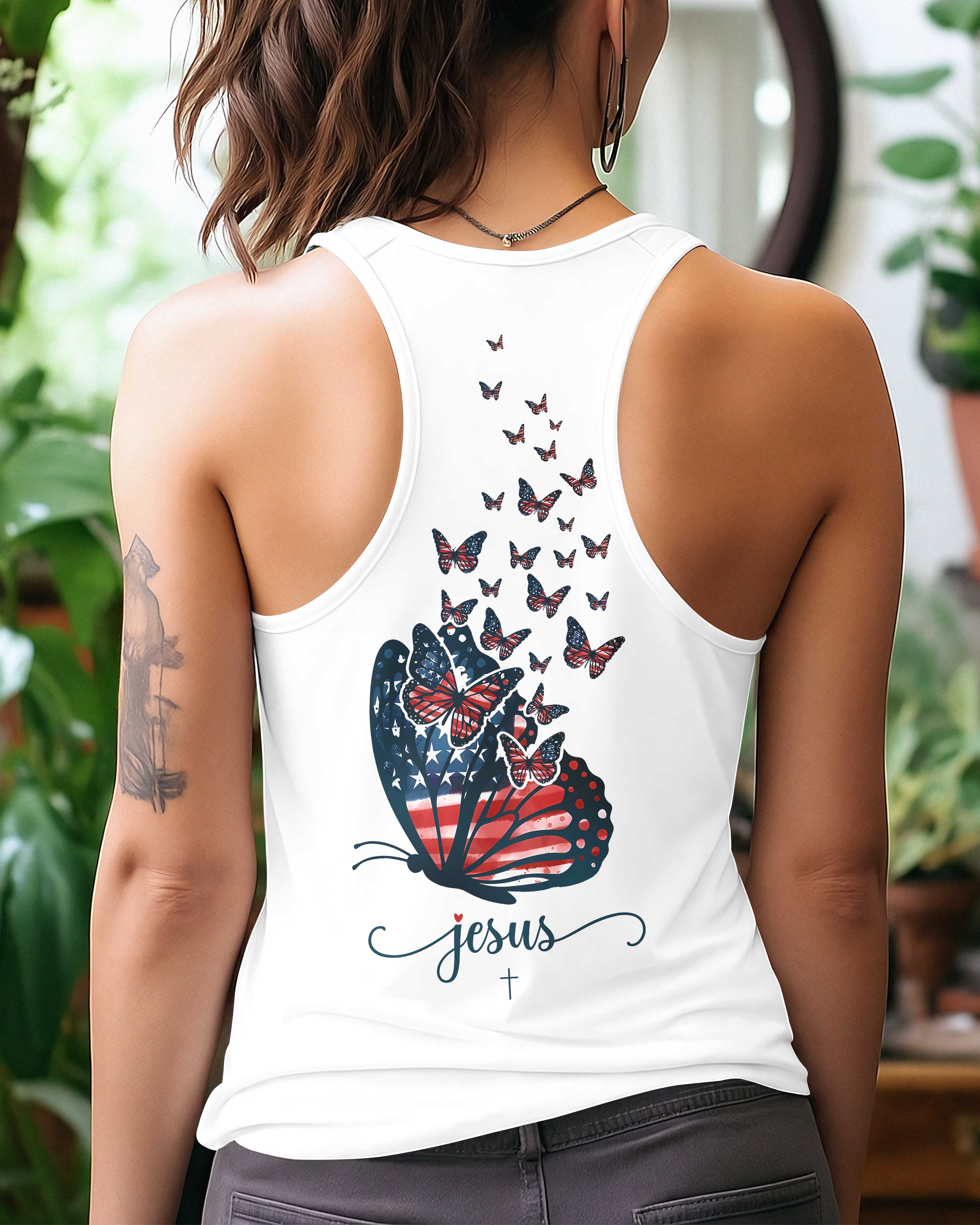 Loves Jesus And America Too All Over Print Summer Tank Top