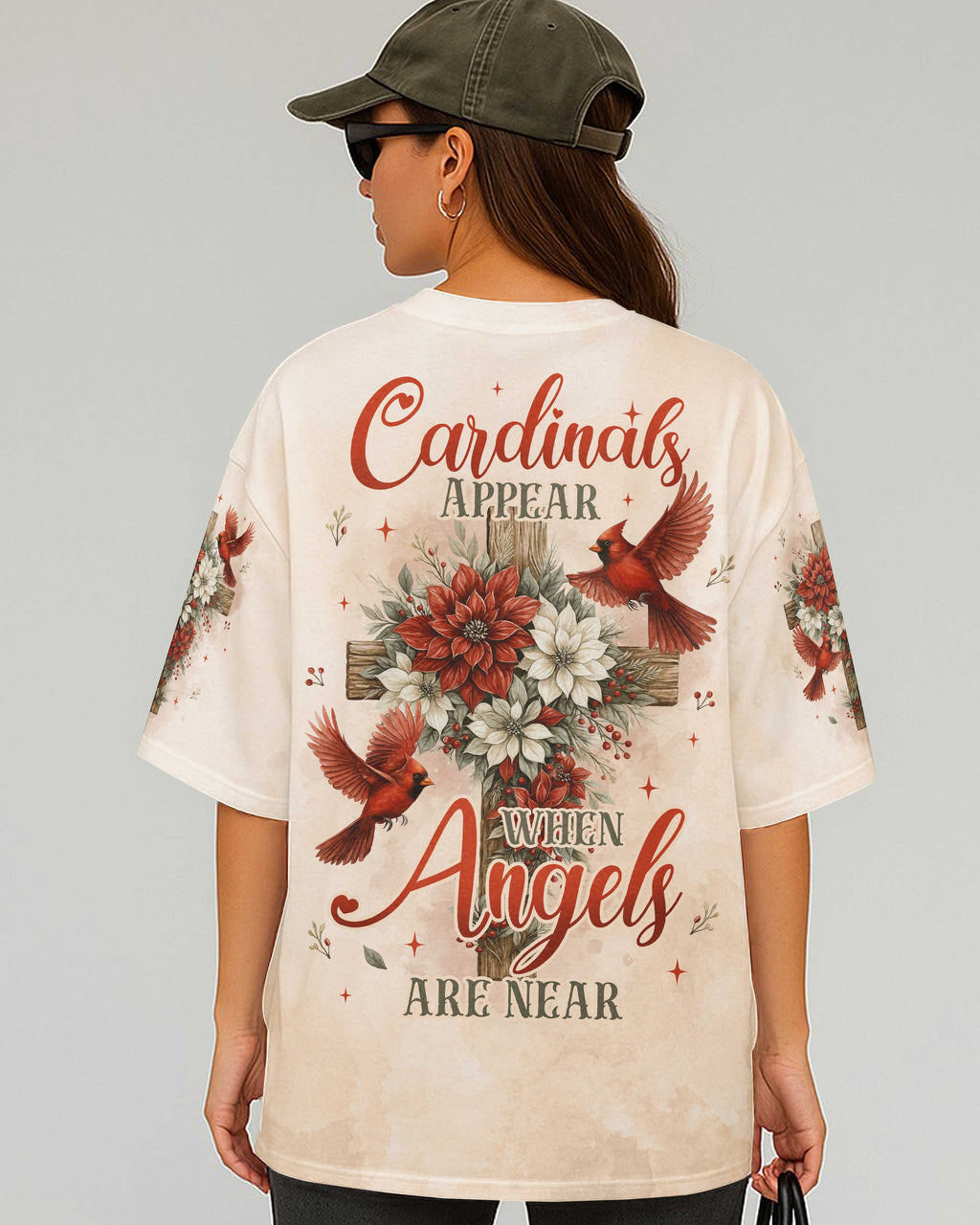 Cardinals Appear When Angels Are Near All Over Print T-Shirt