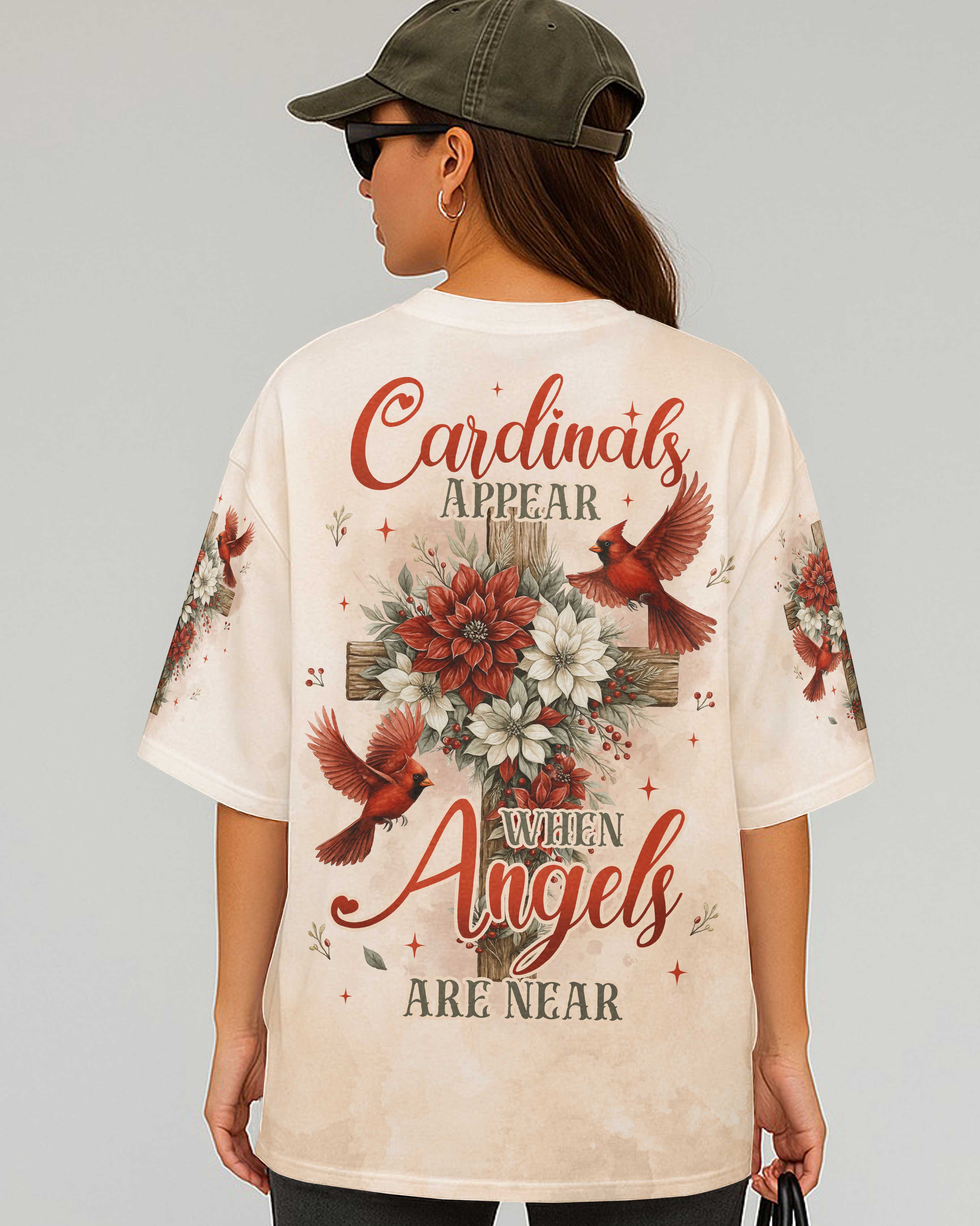 Cardinals Appear When Angels Are Near All Over Print T-Shirt