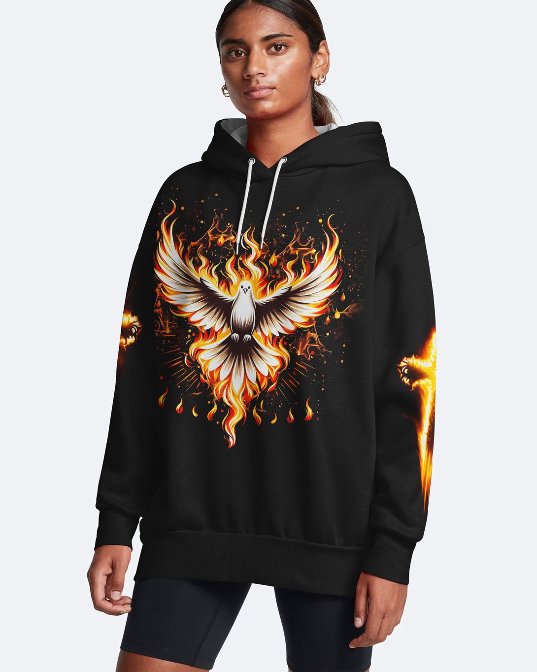 Baptized In Fire All Over Print Hoodie - Christ Color