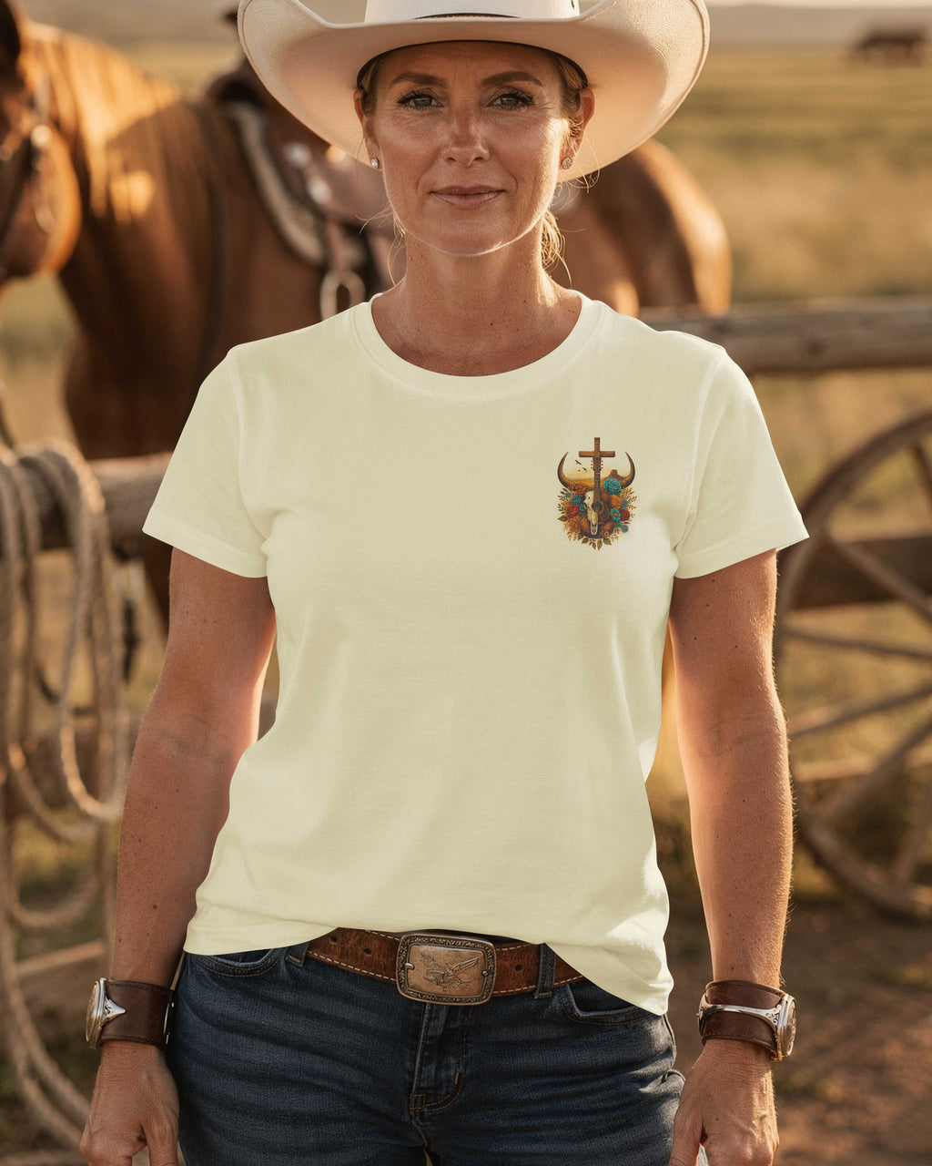 Rooted In Faith This Cowgirl Live Wild By His Grace T-Shirt