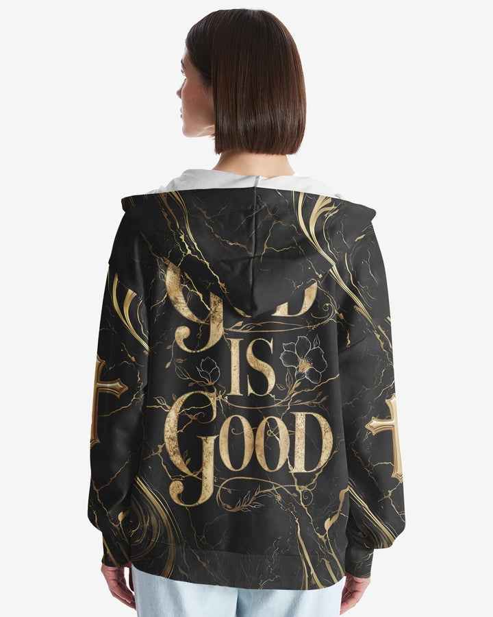 God Is Good All Over Print Zip Hoodie - Christ Color