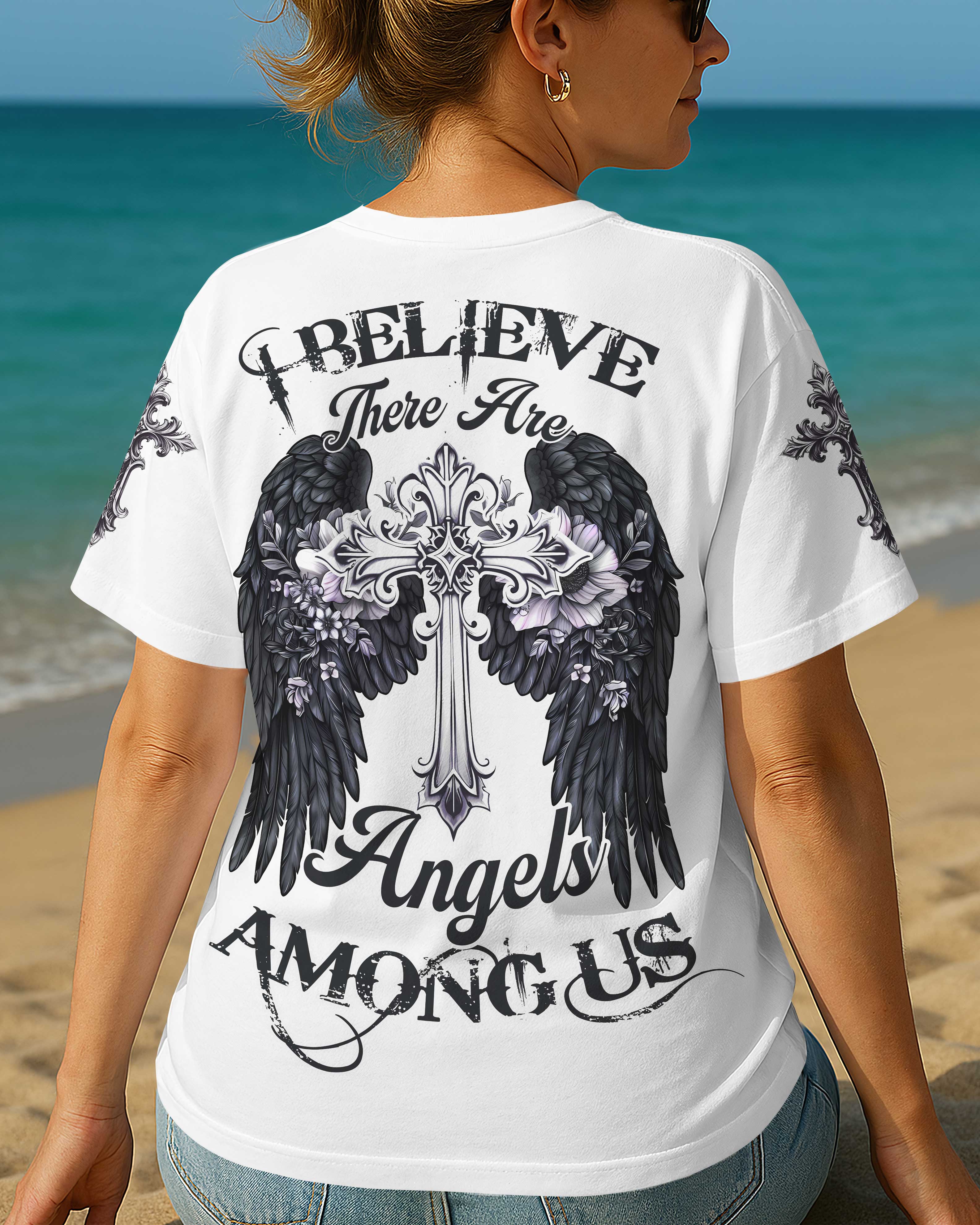 I Believe There Are Angels Among Us All Over Print T-Shirt
