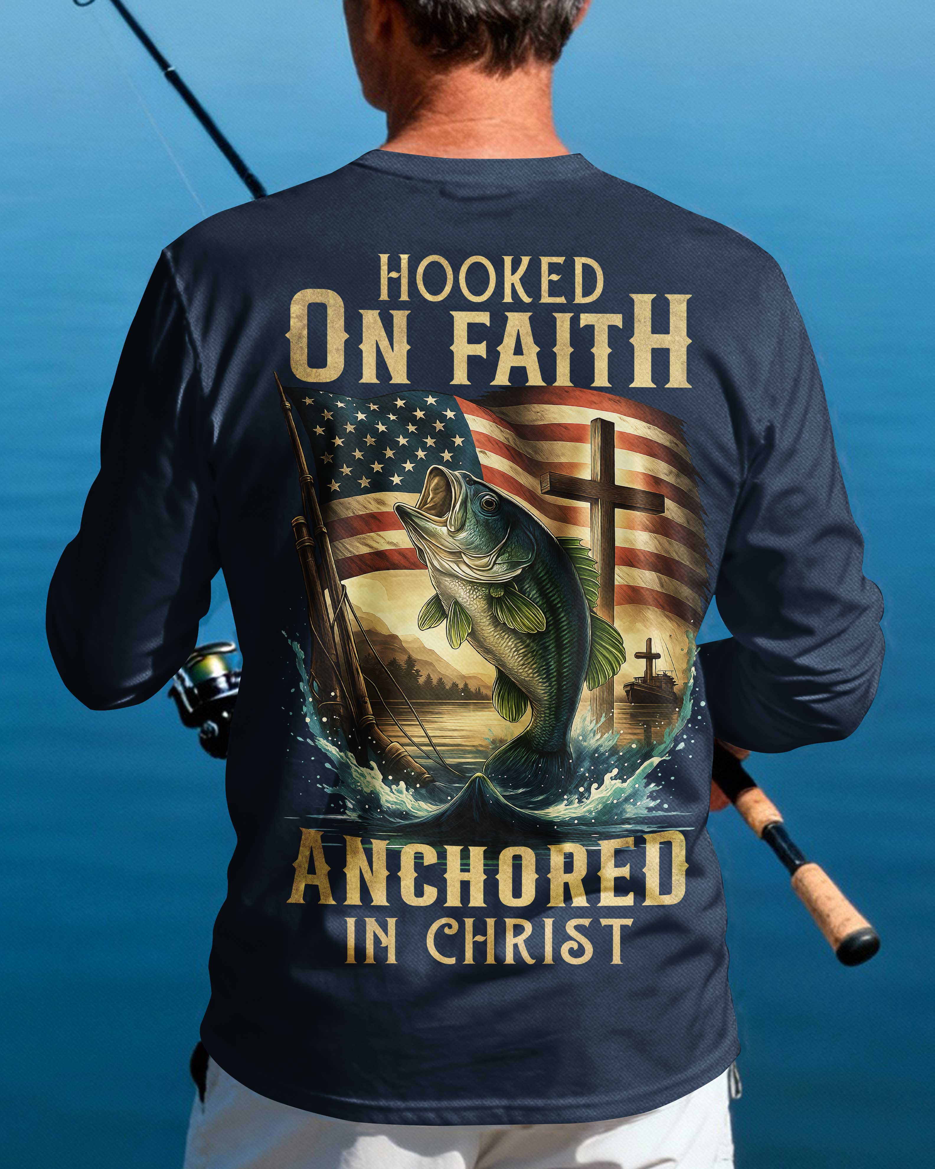 Hooked On Faith Anchored In Christ Long Sleeves T-Shirt