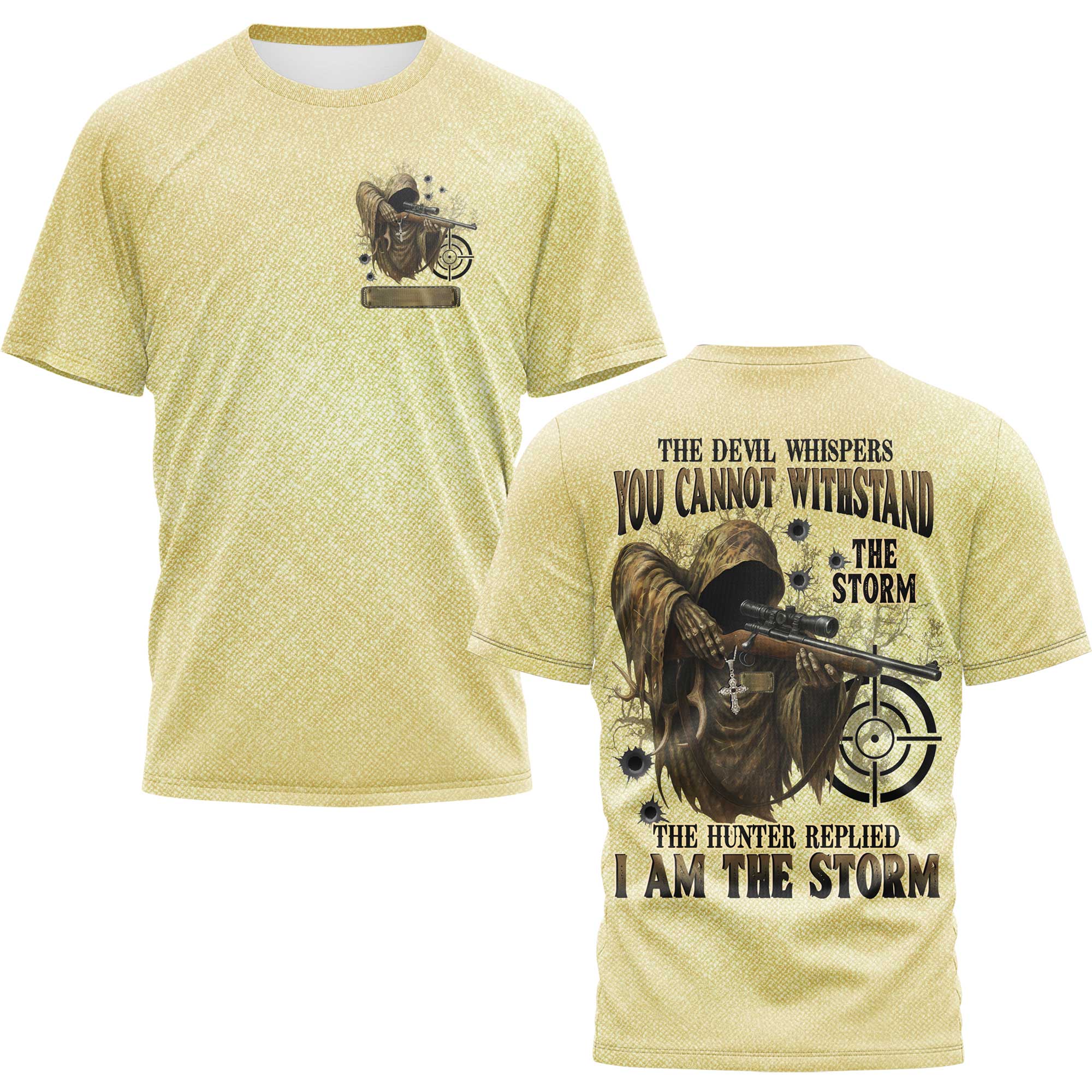 The Devil Whispers You Cannot Withstand The Storm The Hunter Replied I Am The Storm All Over Print Custom Name T-Shirt