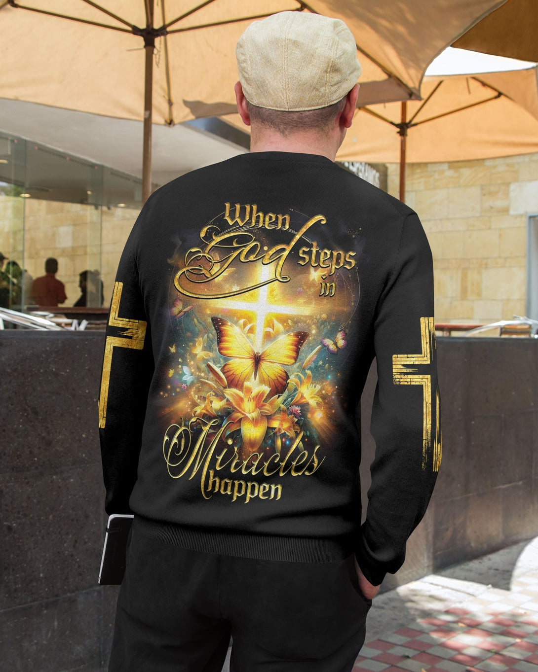 God Steps In Miracles Happen All Over Print Sweater - Christ Color