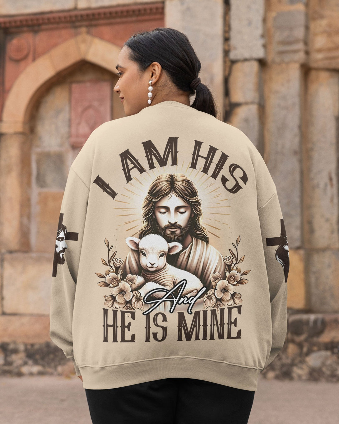 I Am His And He Is Mine All Over Print Sweater - Christ Color