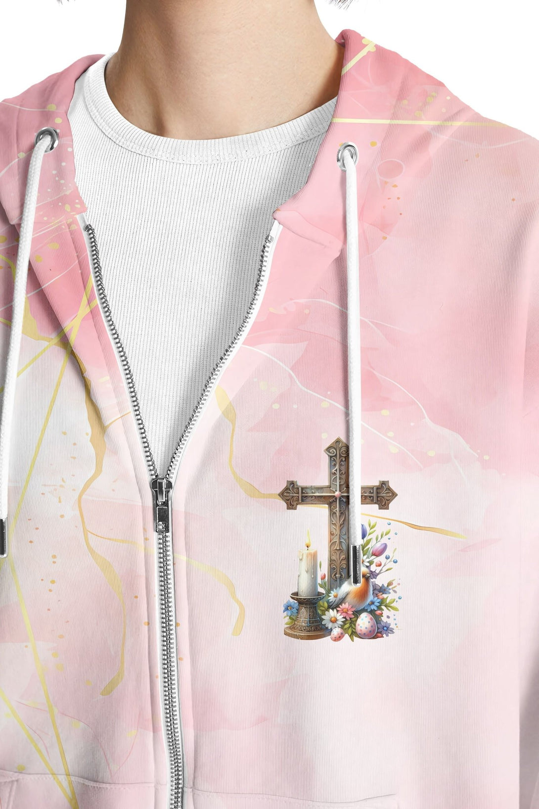 He Is Risen All Over Print Zip Hoodie - Christ Color