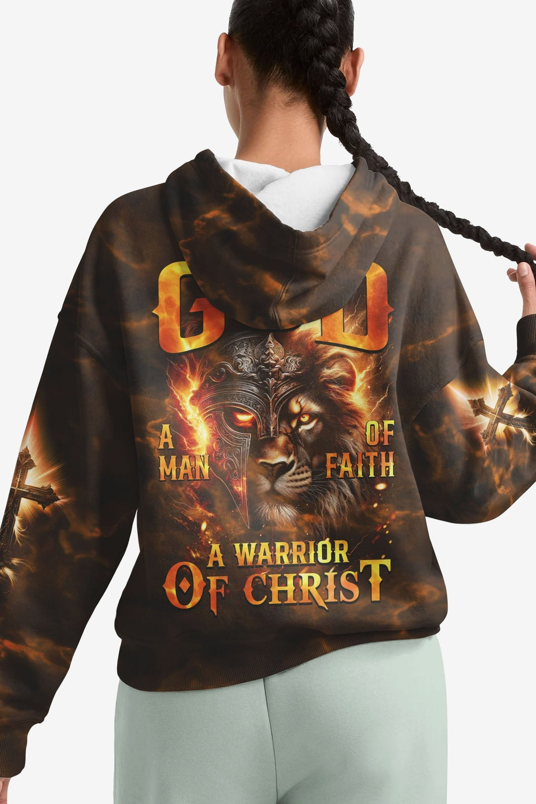 A Child Of God A Man Of Faith A Warrior Of Christ All Over Print Hoodie - Christ Color