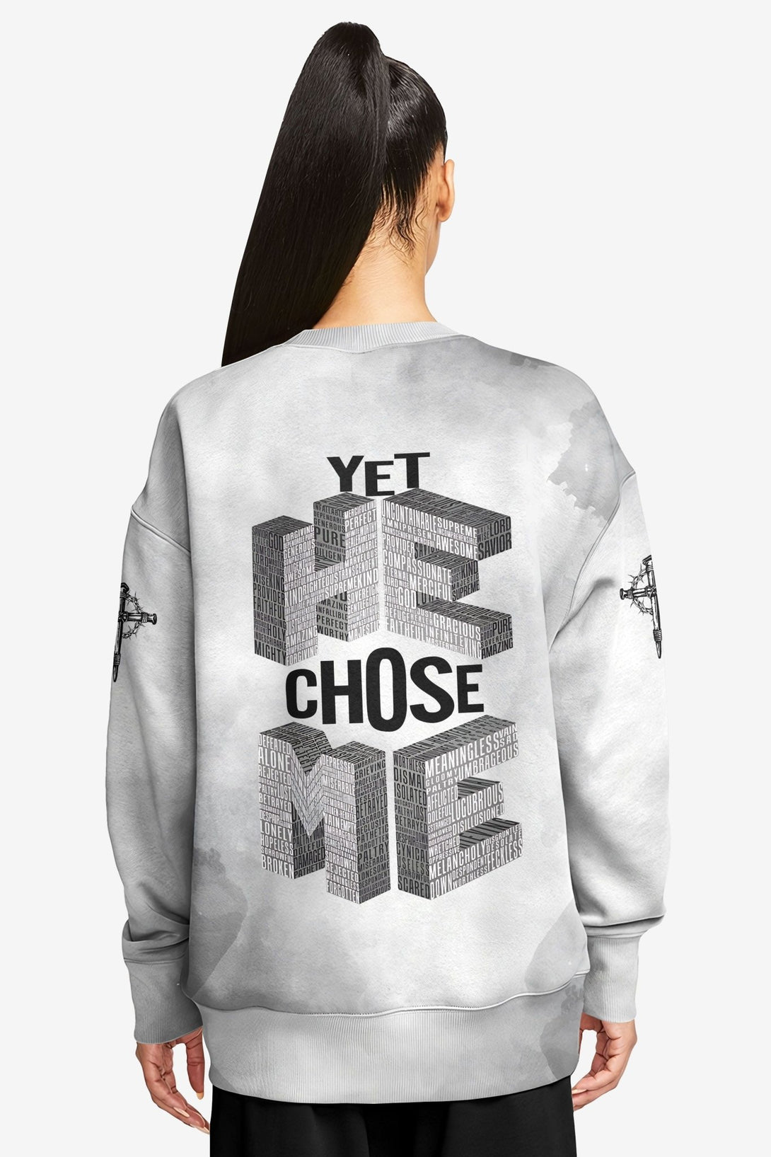 Yet He Chose Me All Over Print Sweater - Christ Color