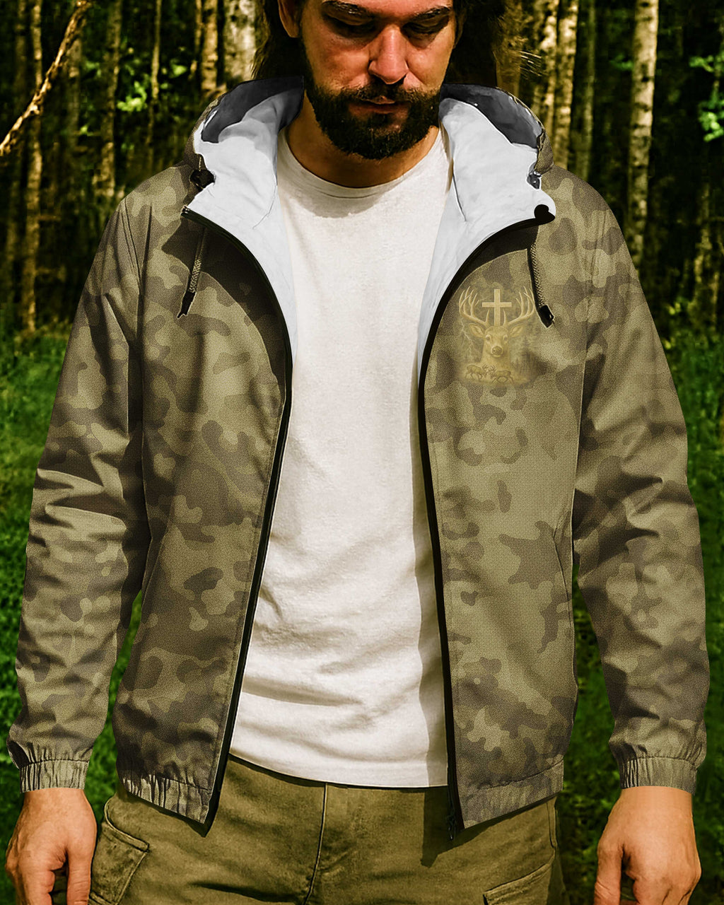 I've Got Hunting In My Veins And Jesus In My Heart All Over Print Outdoor Jacket