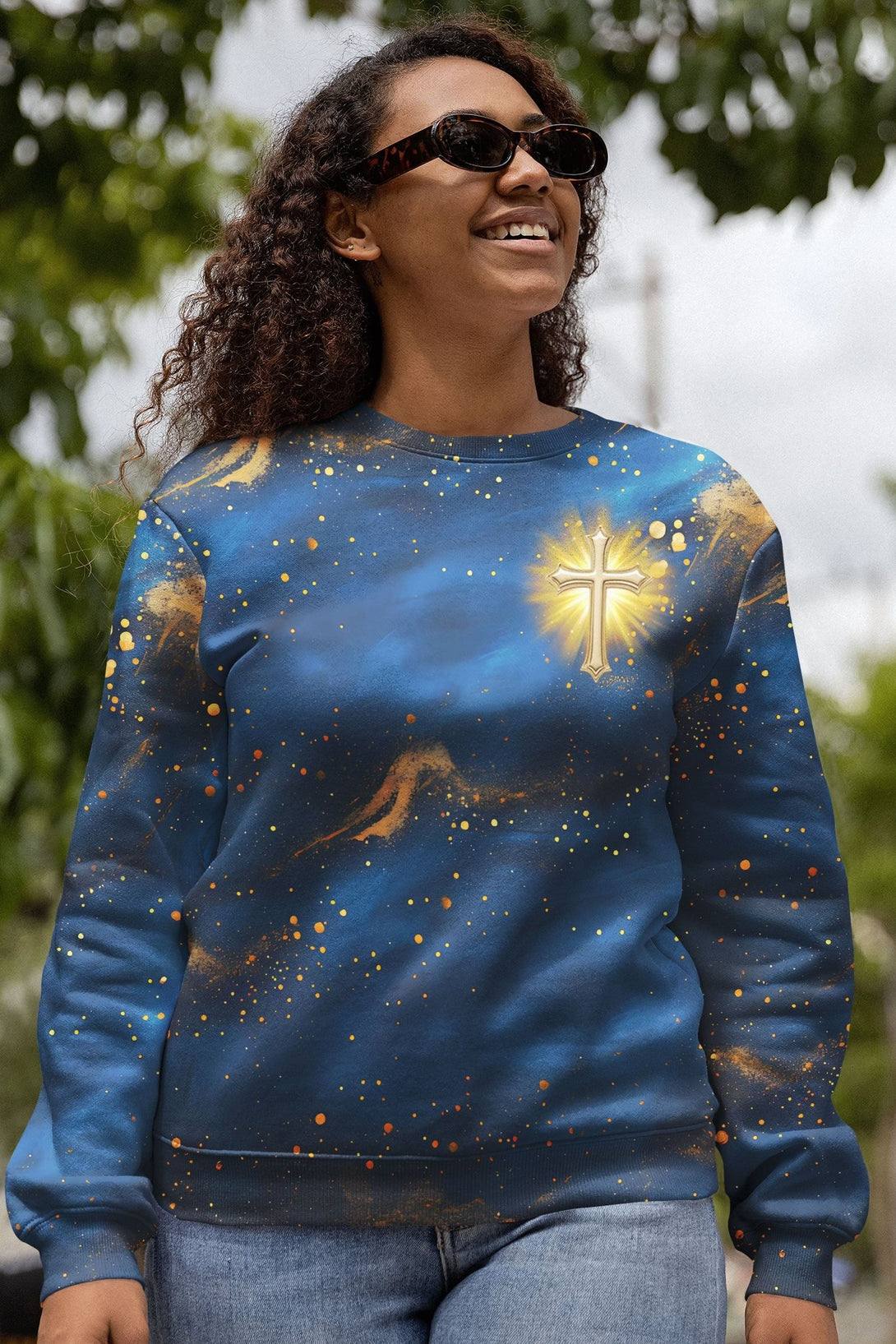 Faith Hope Love & Salvation All Over Print Sweater - Christ Color