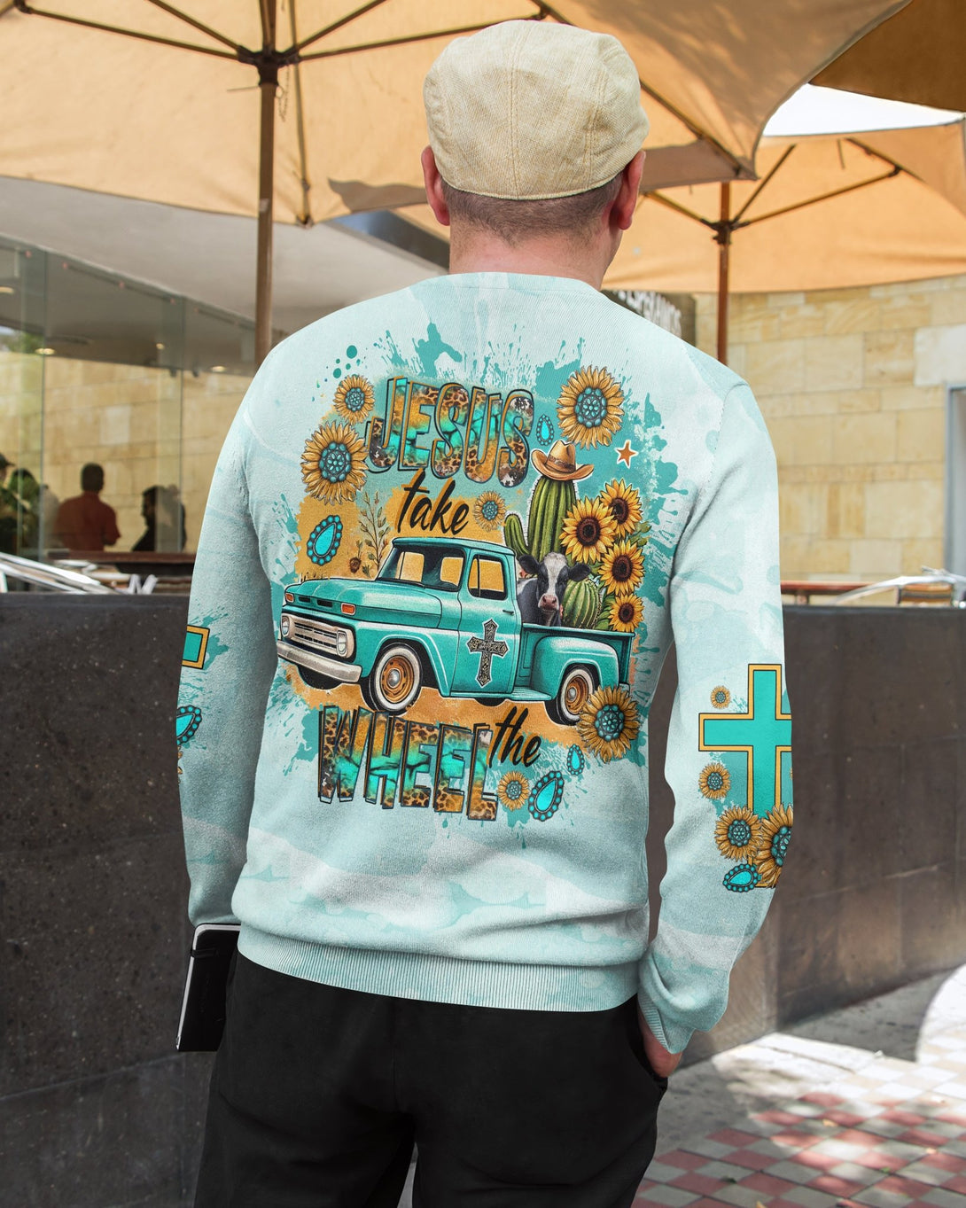 Jesus Take The Wheel All Over Print Sweater - Christ Color