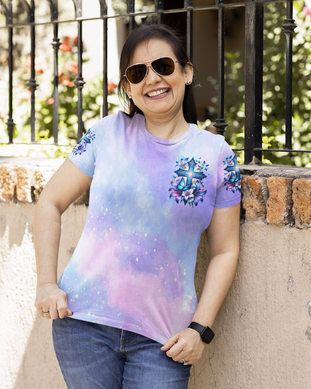 In God And The Power Of Prayer All Over Print T-shirt - Christ Color