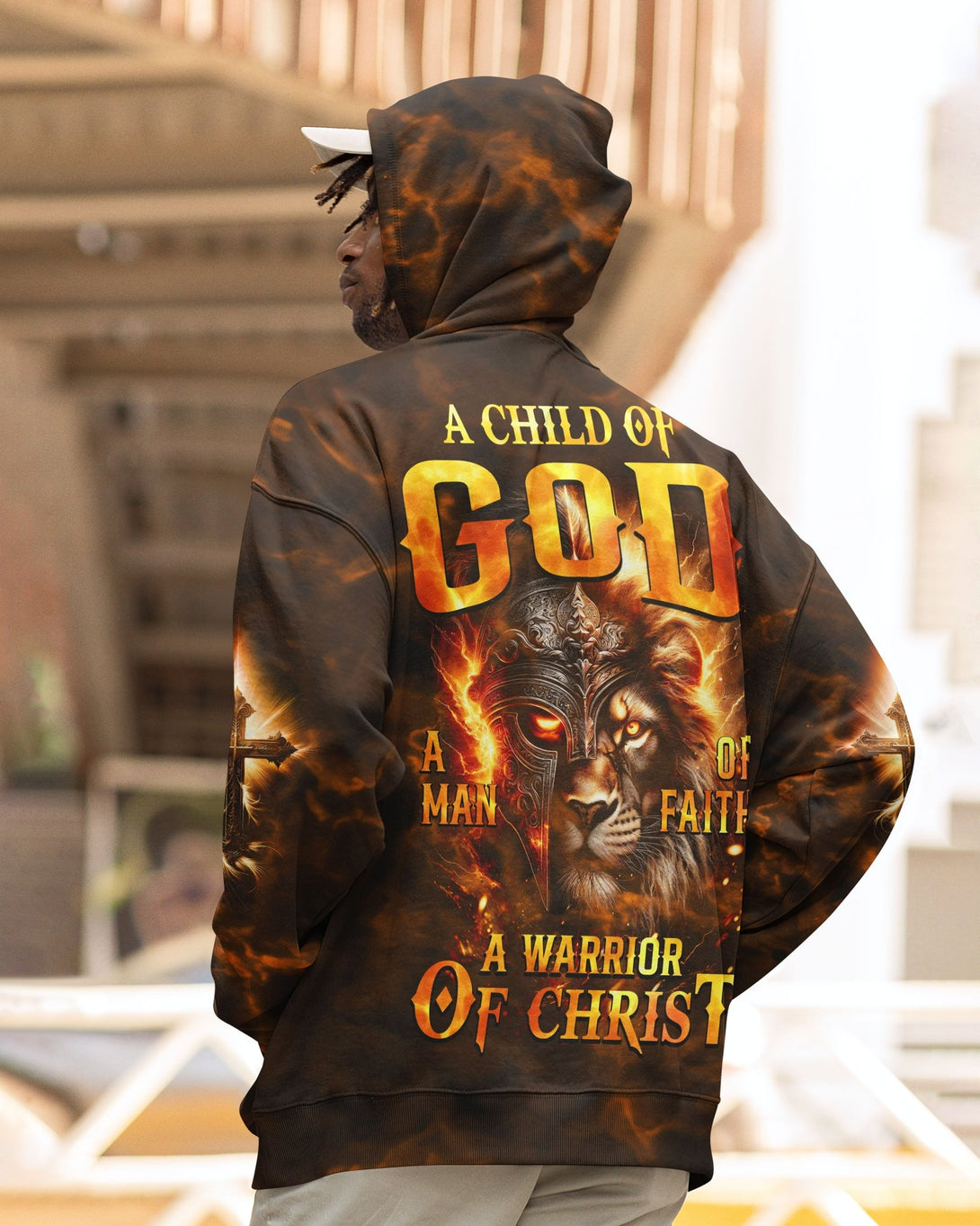 A Child Of God A Man Of Faith A Warrior Of Christ All Over Print Zip Hoodie - Christ Color