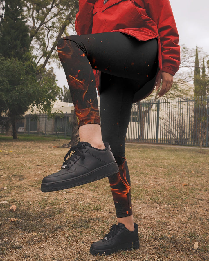 Baptized In Fire Matthew 3:11 All Over Print Leggings - Christ Color
