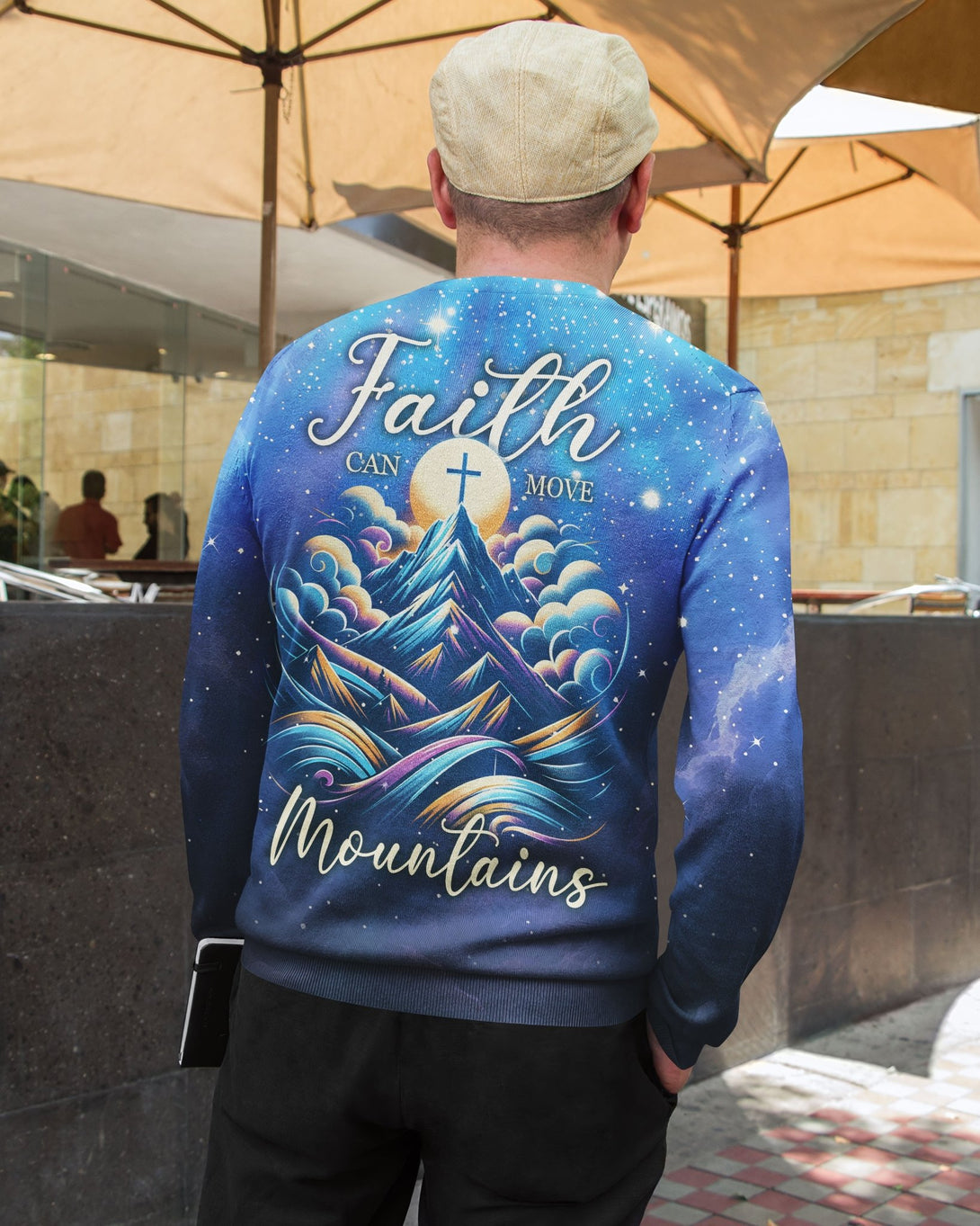 Faith Can Move Mountains All Over Print Sweater - Christ Color