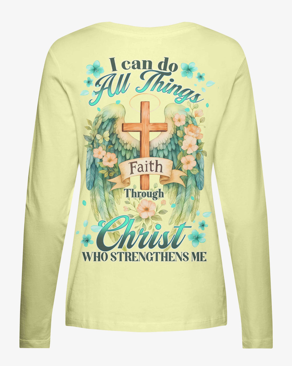 I Can Do All Things Faith Through Christ V-neck Long Sleeves Shirt