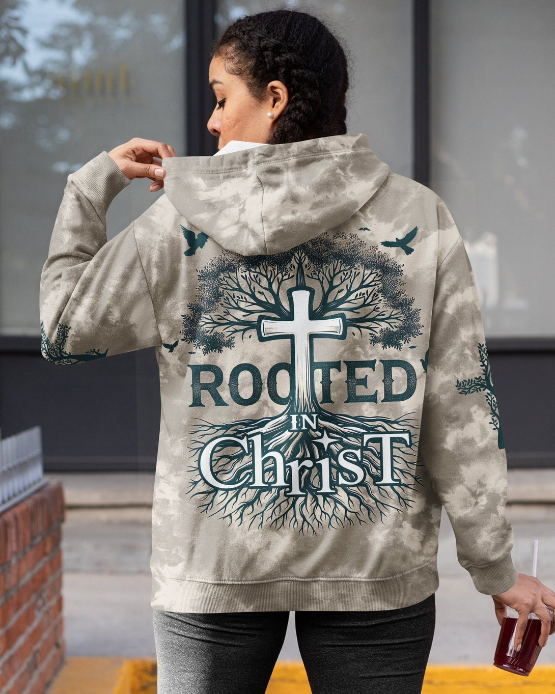 Rooted In Christ All Over Print Zip Hoodie - Christ Color