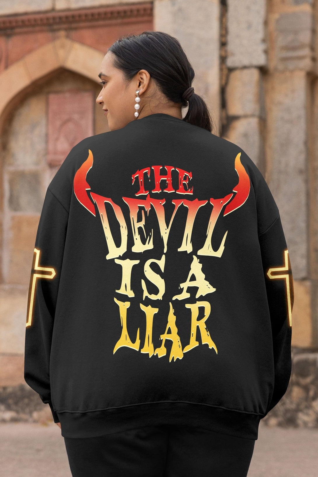 The Devil Is A Liar All Over Print Sweater - Christ Color