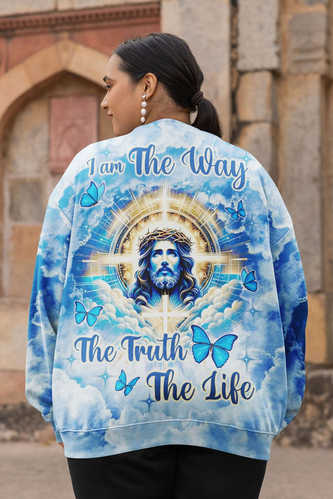 I Am The Way The Truth The Life All Over Print Sweater - Christ Color