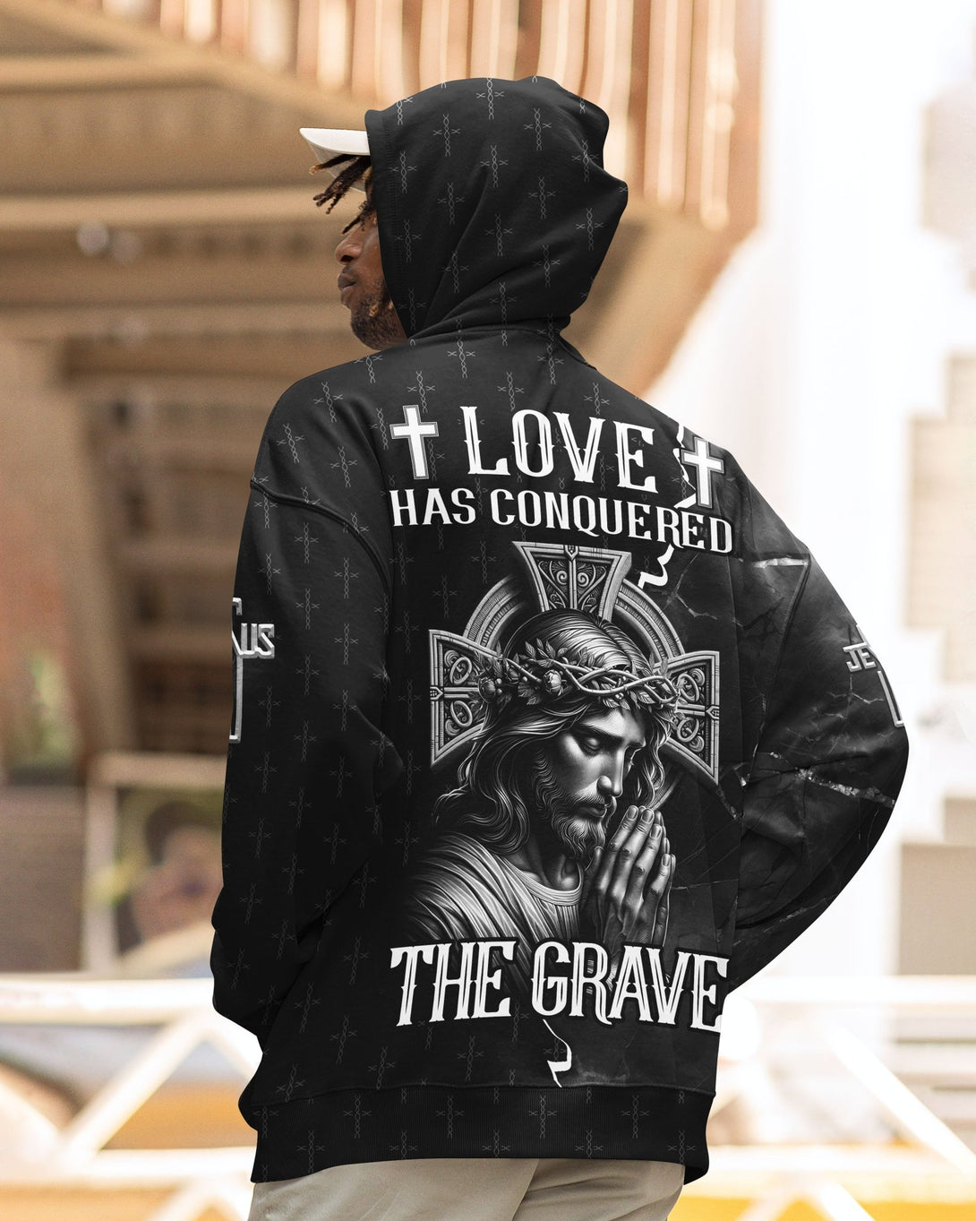 Love Has Conquered The Grave All Over Print Hoodie - Christ Color