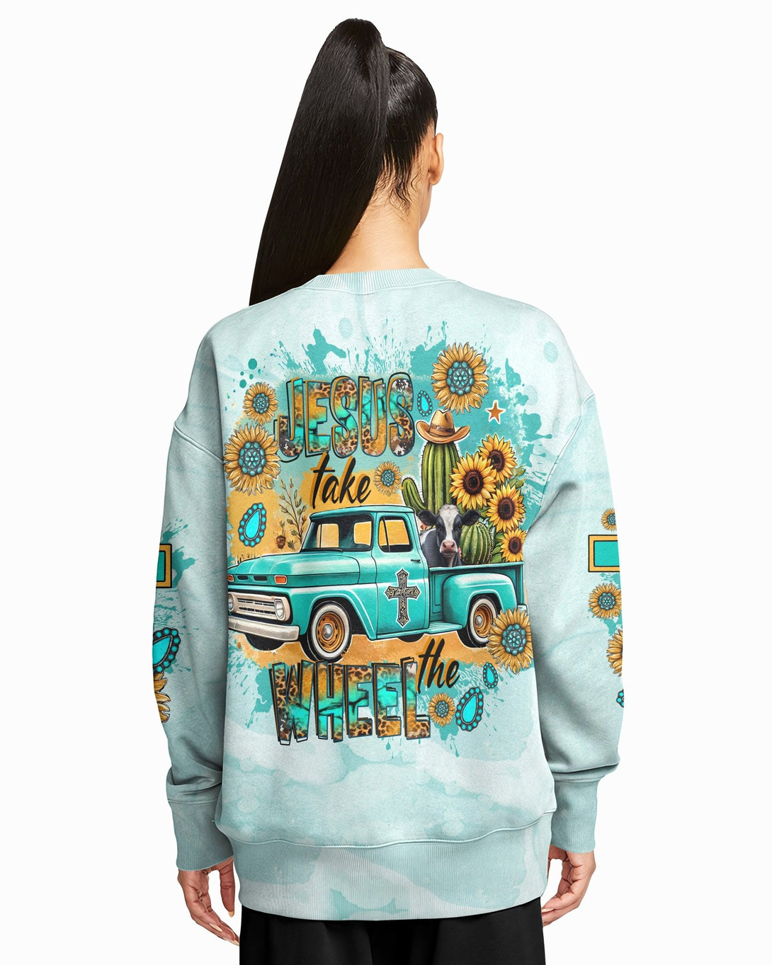 Jesus Take The Wheel All Over Print Sweater - Christ Color