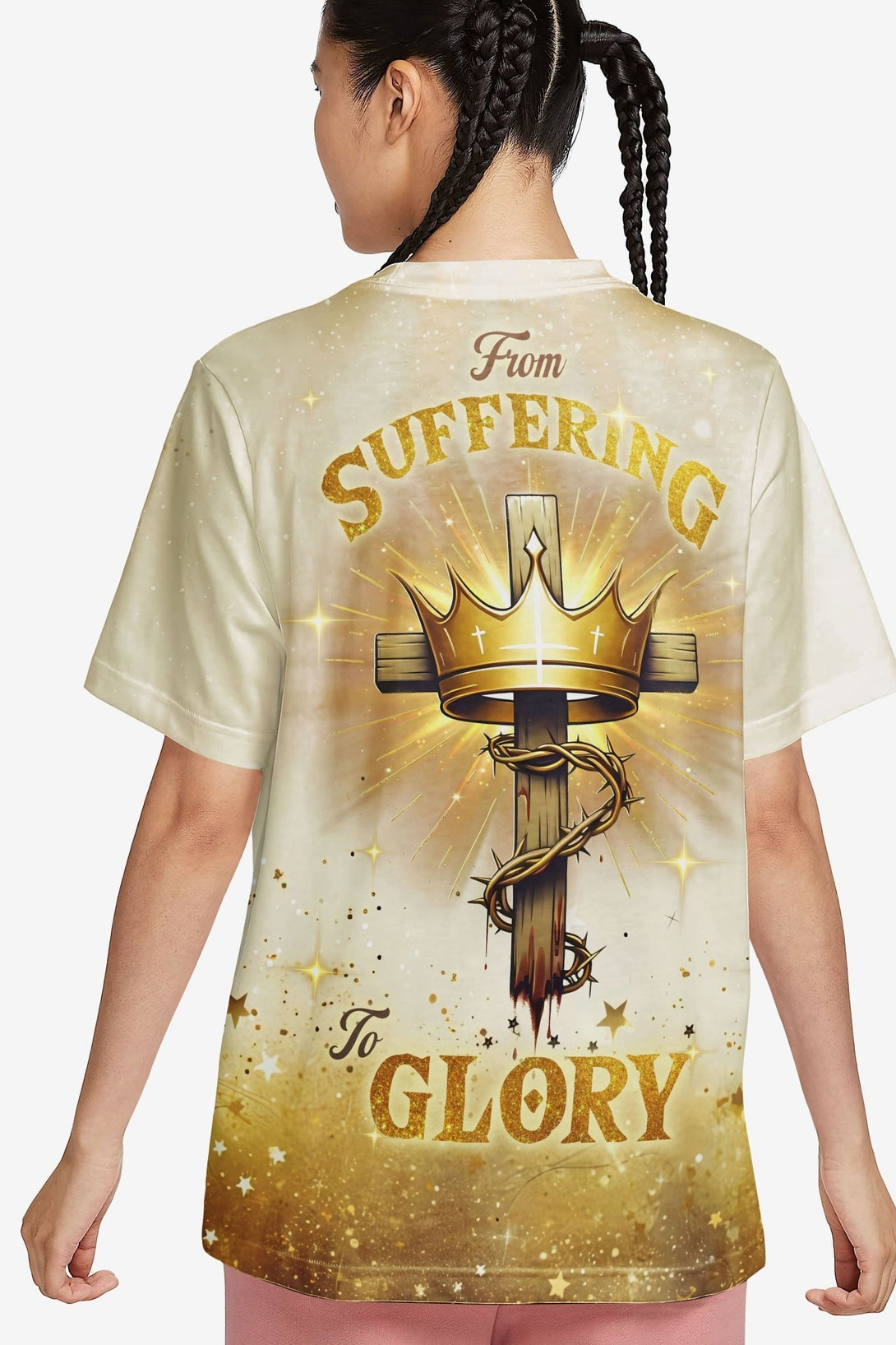 From Suffering To Glory All Over Print T-shirt - Christ Color