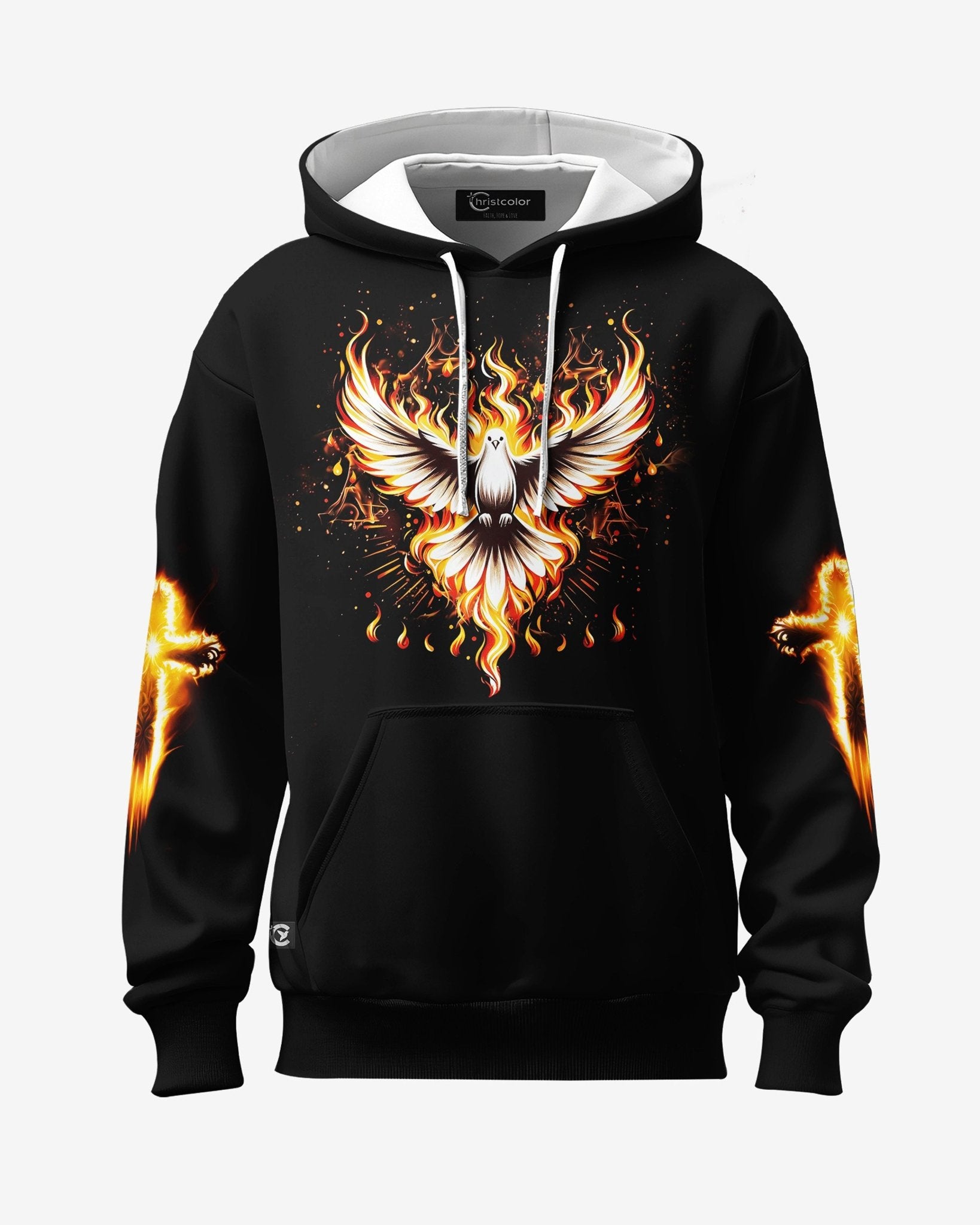 Baptized In Fire All Over Print Hoodie - Christ Color