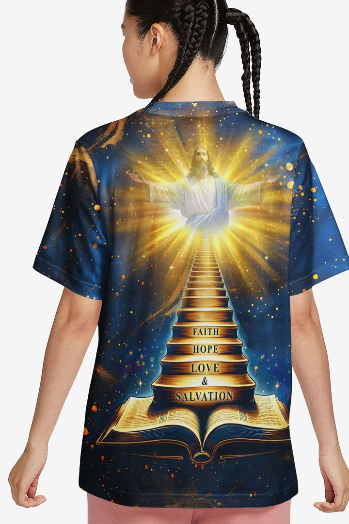 Faith Hope Love & Salvation All Over Print T-shirt - Christ Color