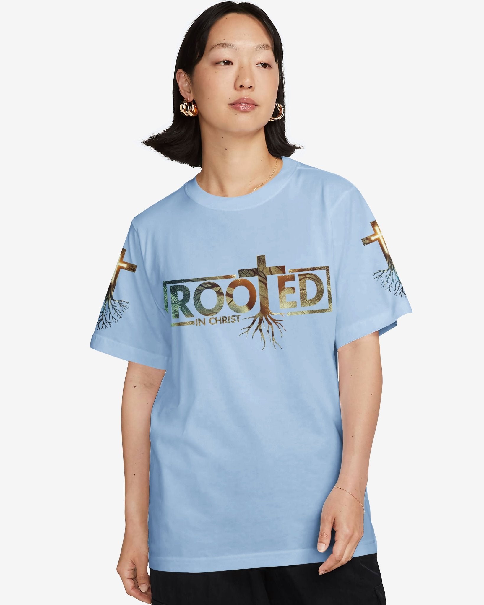 Woman Of Faith Rooted In Christ All Over Print T-shirt - Christ Color
