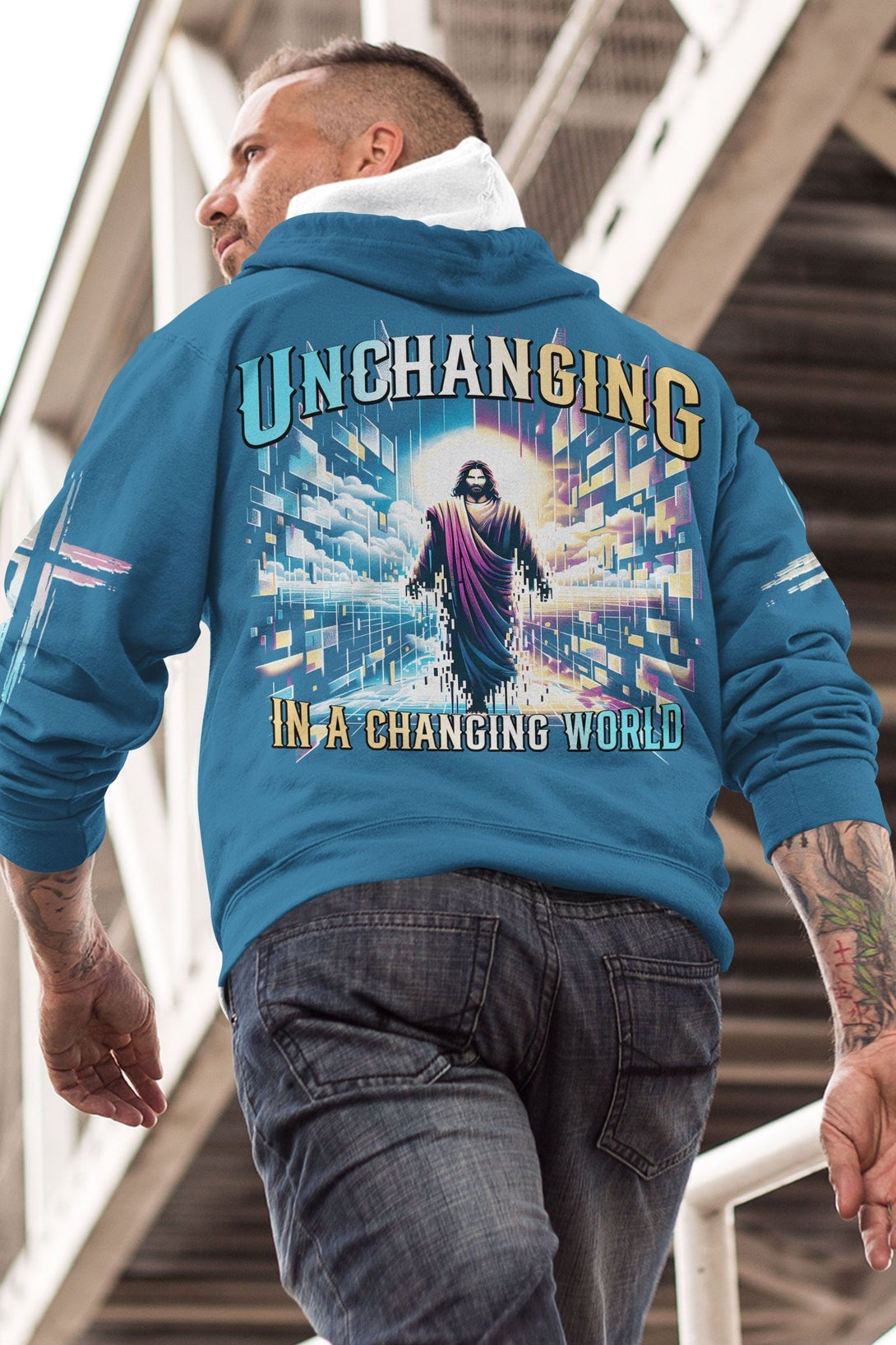 Unchanging In A Changing World All Over Print Hoodie - Christ Color